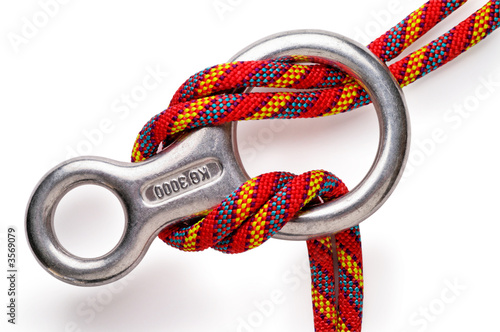 Mountaineering: figure 8 descender with clipping path