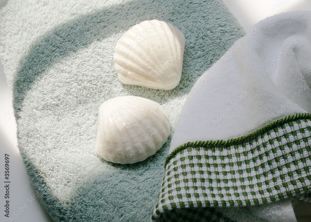 Towel with Seashell Soaps