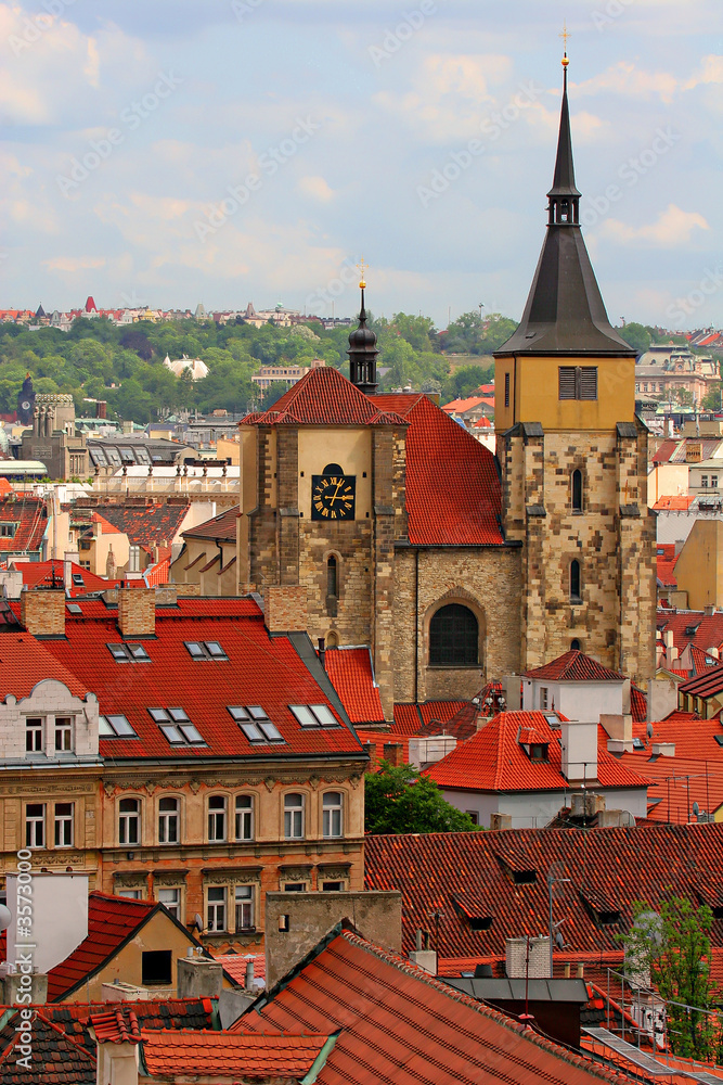 Prague Rooftops, looking from Charles Bridge Tower,