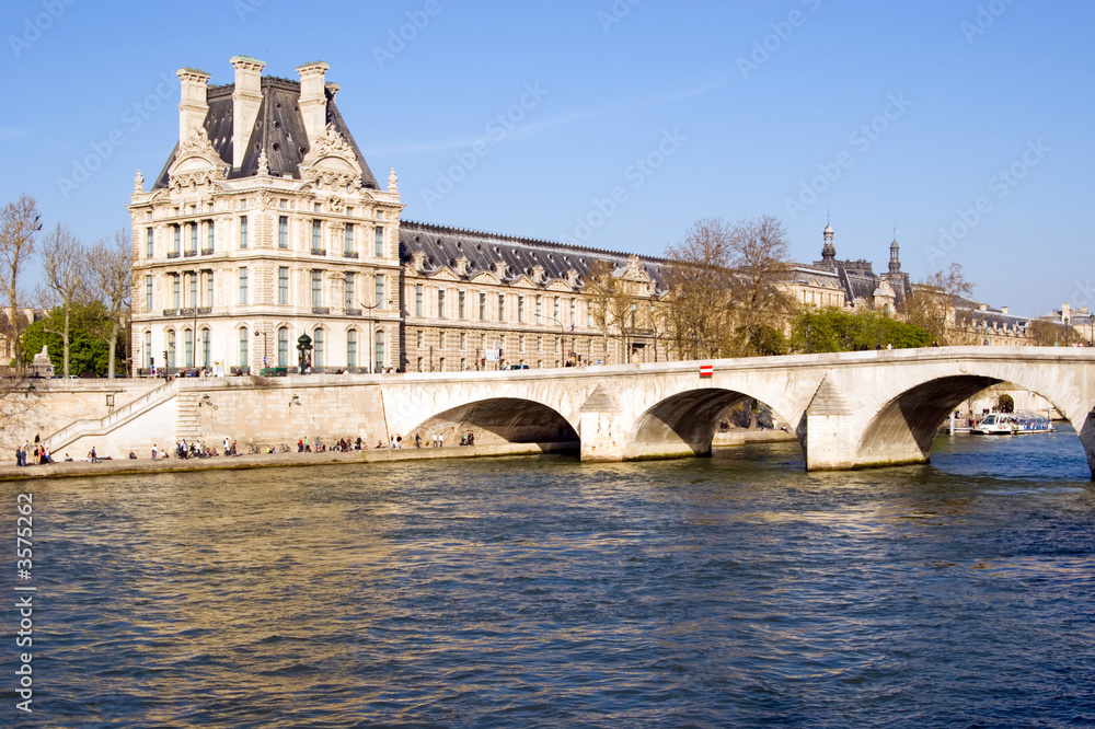 View of the Louvre, across the Seine River, Paris, France