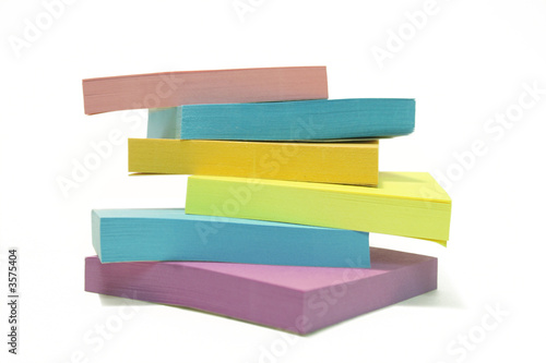 Stack of "post its" isolated over white