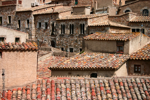 Crowded stone houses in Tossa de Mar Catalonia Spain