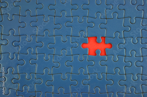 Close up of a Blue Jigsaw with missing piece...