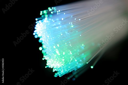 Fiber Optic Computer Cable  isolated on a black background.