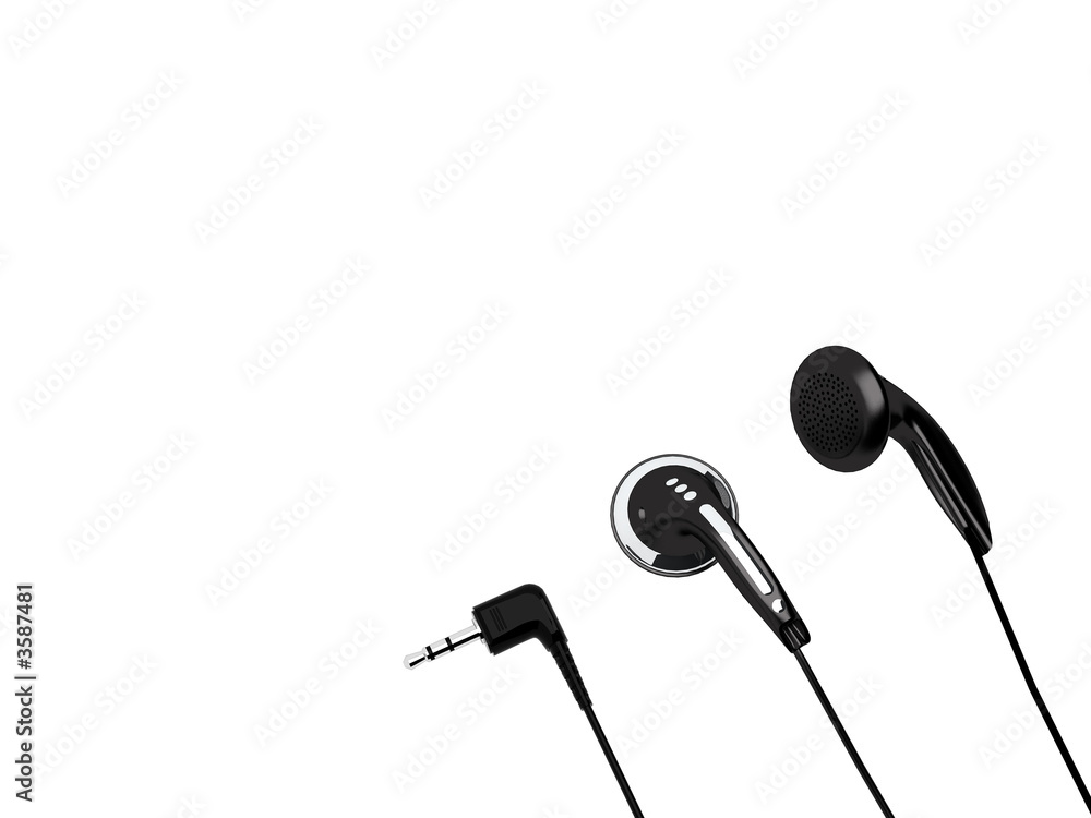 Headphones and stereo MiniJack isolated on a white background