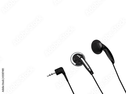 Headphones and stereo MiniJack isolated on a white background