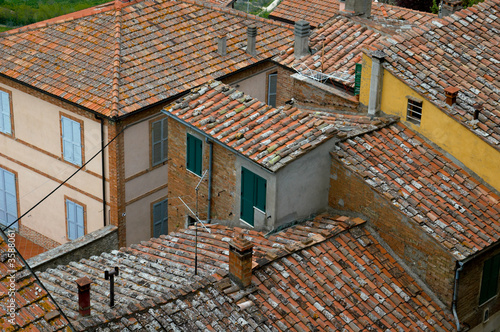 Pantile rooftops in Montepulciano, Italy.
