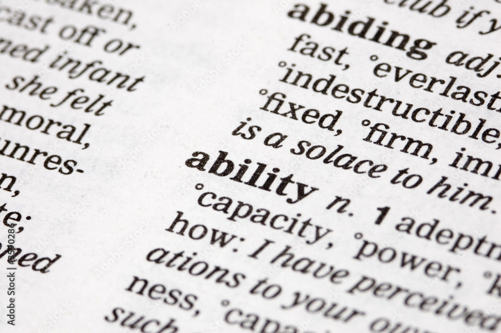 The word ability written into a thesaurus The word ability written into a thesaurus