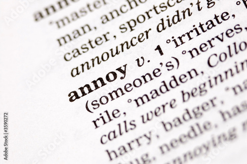 The word annoy written in thesaurus