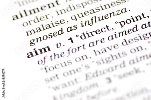 The word aim written in a thesaurus