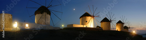 five ancient windmills in Mykonos / Greece