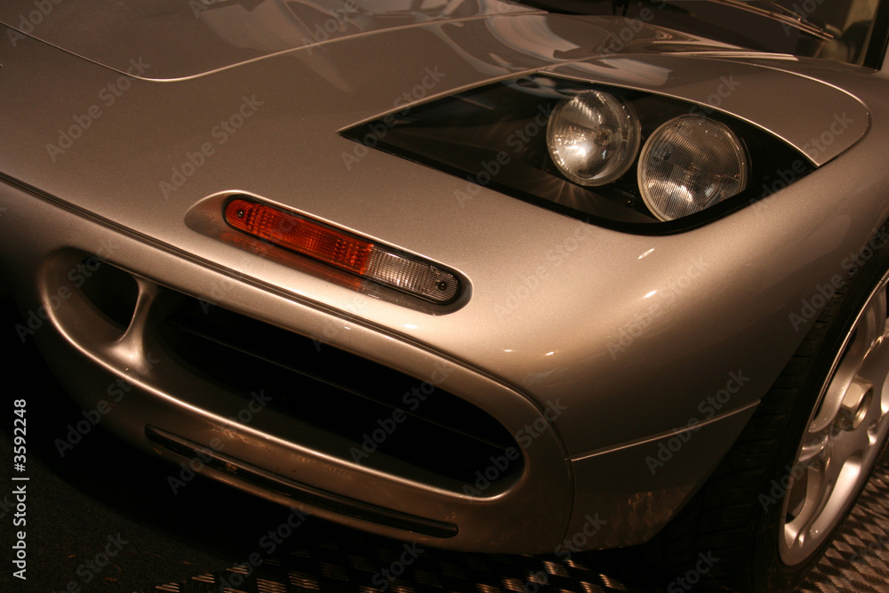 Front of silver supercar