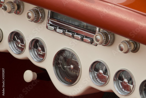 Close up detail of a classic car at a car show
