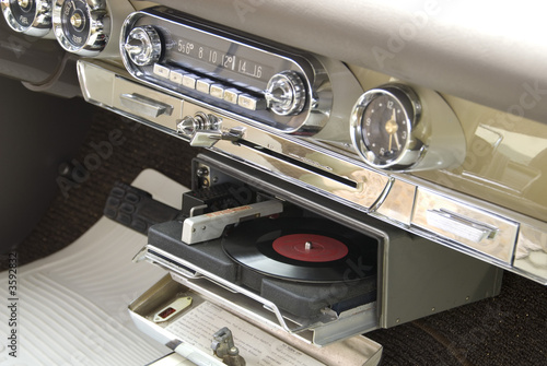 Close up detail of a classic car at a car show