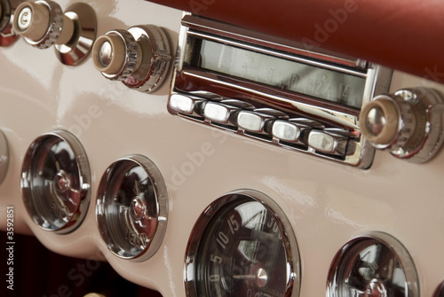 Close up detail of a classic car at a car show