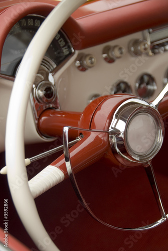 Close up detail of a classic car at a car show