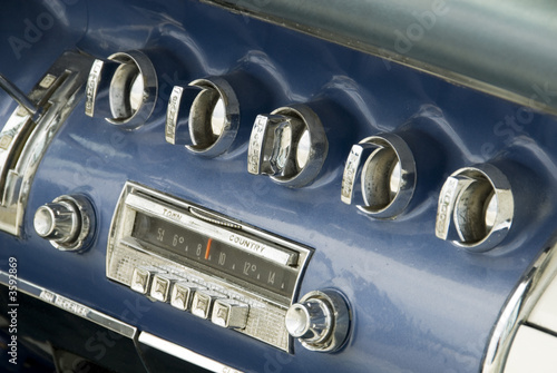 Close up detail of a classic car at a car show