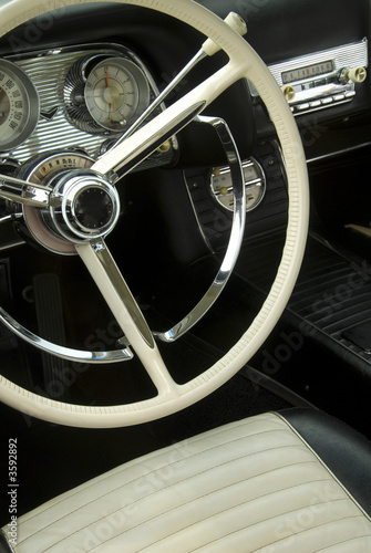 Close up detail of a classic car at a car show