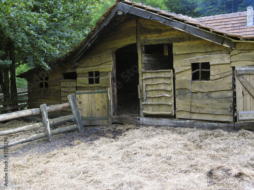 Classic wooden pigsty in central Europe  