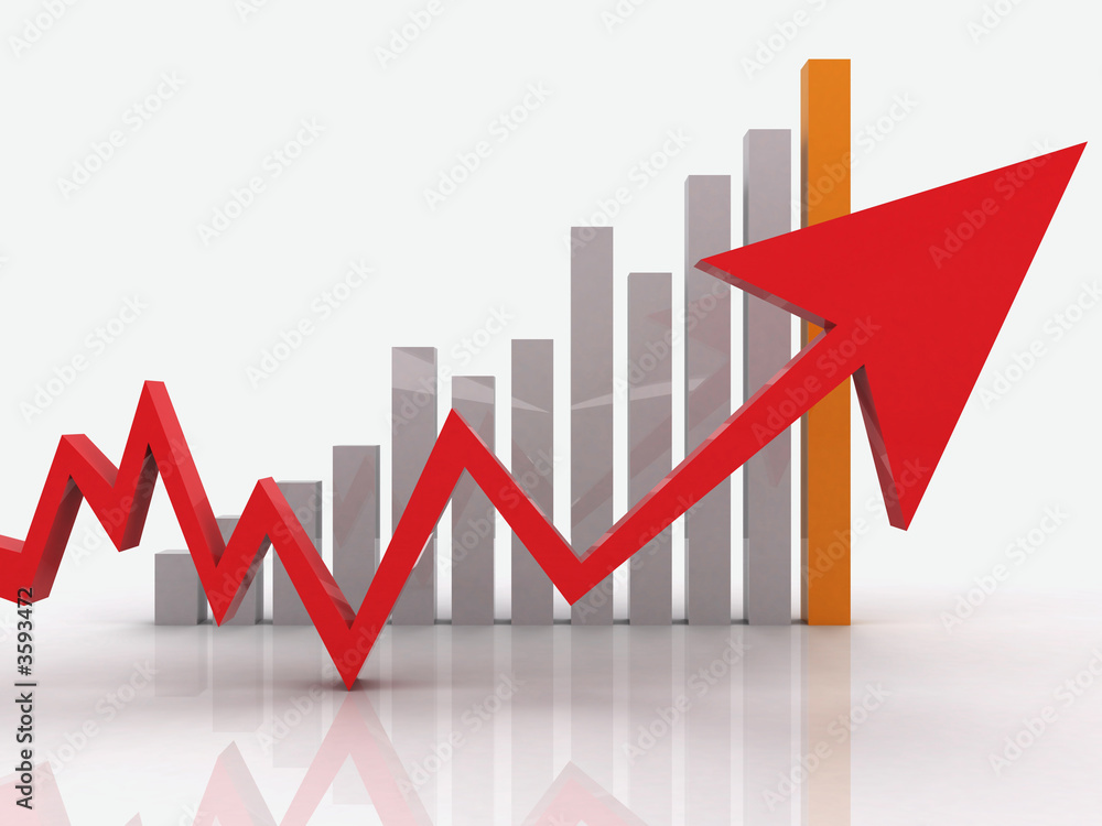 Red arrow on business graph Red arrow on business graph