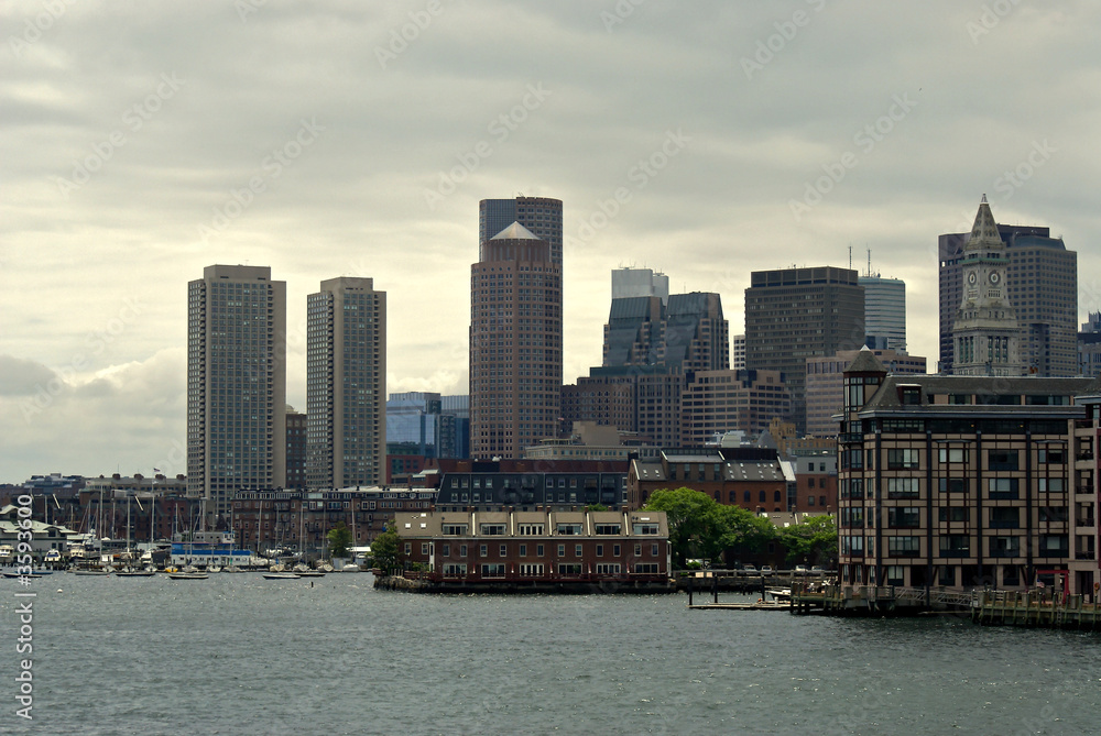 boston skyline from harbor