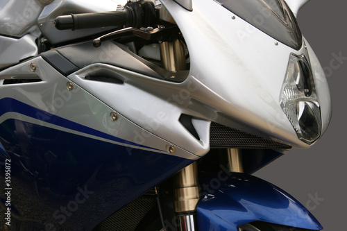 Silver and blue superbike