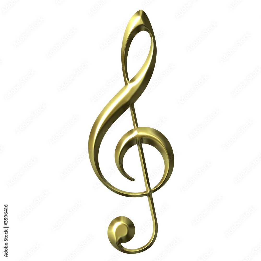 3D Golden Treble Clef