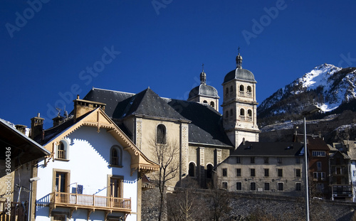 christian basilica with tower in France (Briancon city). photo