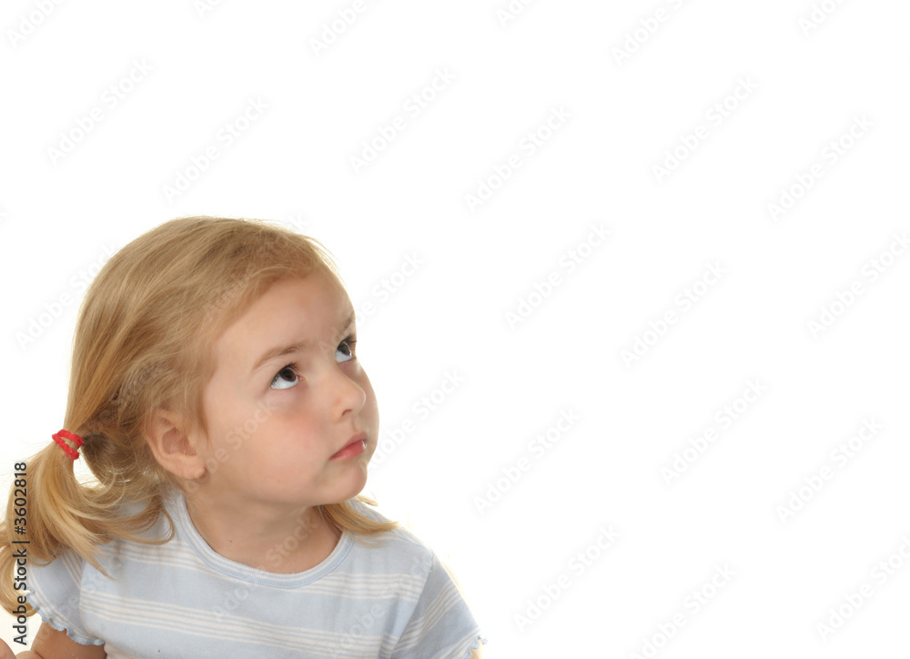 preety toddler looking to - over white preety toddler looking to - over white