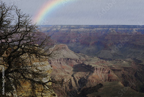Rainbow over the canyon