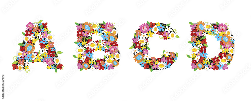 ABCD spring flowers - illustration / part of a full alphabet set ABCD spring flowers - illustration / part of a full alphabet set
