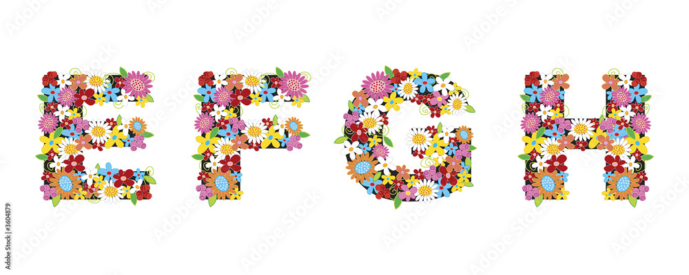EFGH spring flowers - illustration / part of a full alphabet set EFGH spring flowers - illustration / part of a full alphabet set