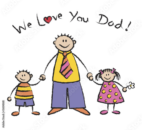 We Love You Dad light skin tone family 