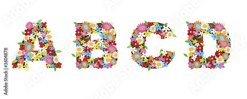 Fototapeta Naklejka Na Ścianę i Meble -  ABCD spring flowers - illustration / part of a full alphabet set