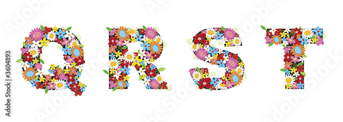 Fototapeta Naklejka Na Ścianę i Meble -  QRST spring flowers - illustration / part of a full alphabet set