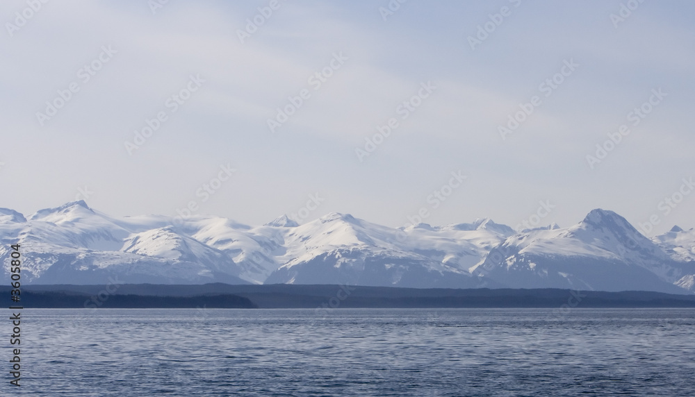 Snow capped mountains near Juneau, Alaska
