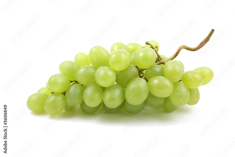 bunch of fresh green grapes isolated on white