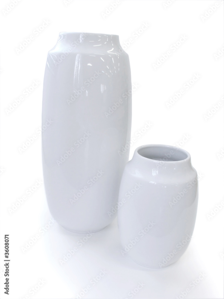 Two porcelain pots isolated on white background Two porcelain pots isolated on white background