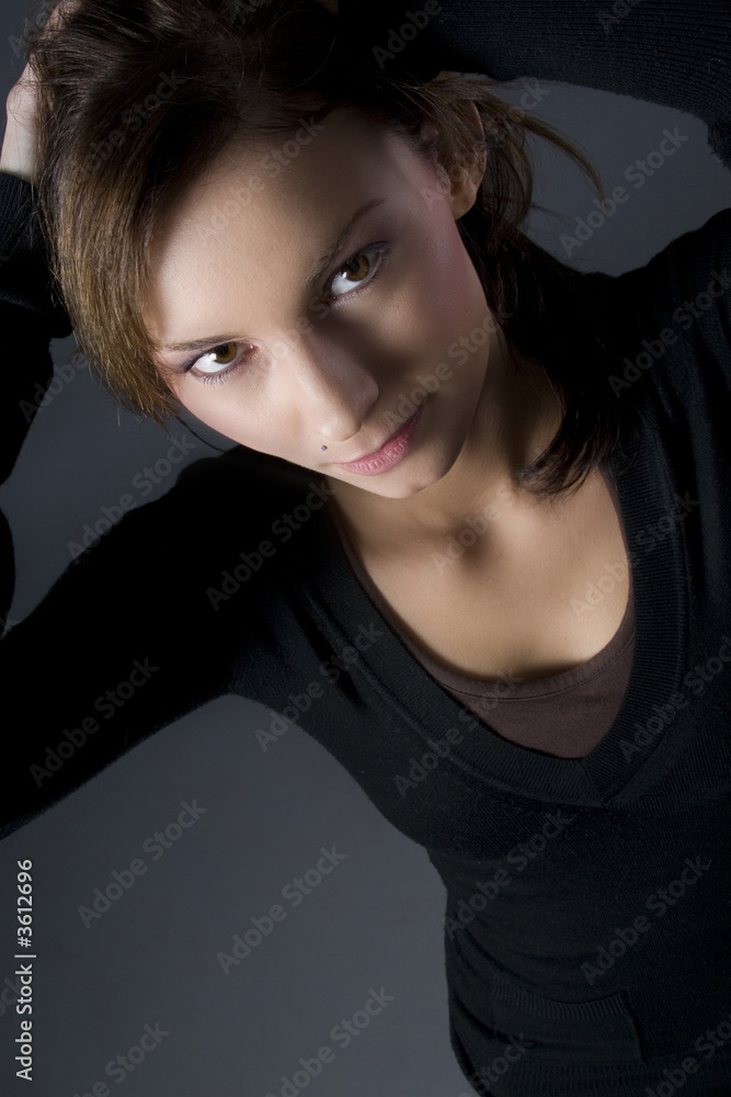 Brunette looking into the camera showing her beautiful eyes Brunette looking into the camera showing her beautiful eyes