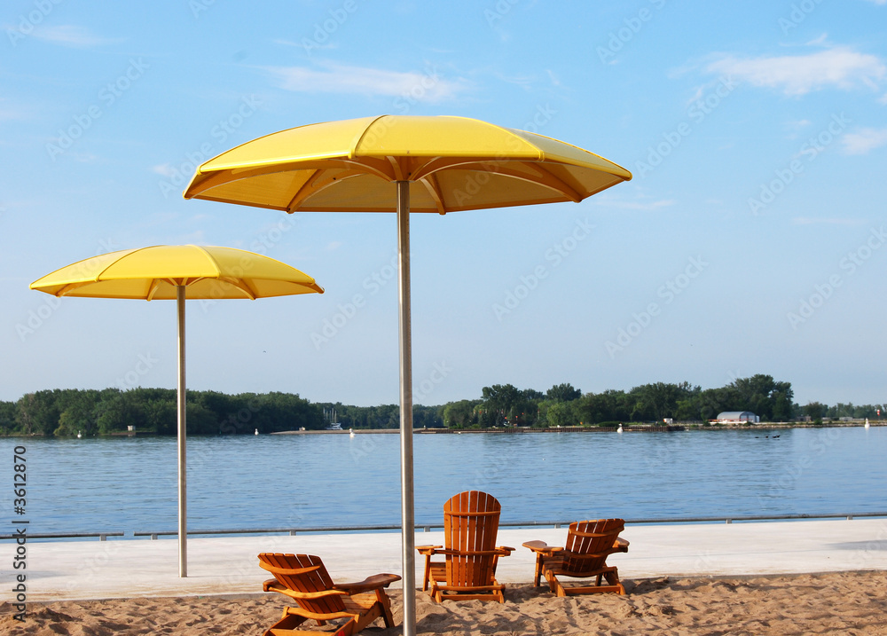 Beach Chairs and umbrellas