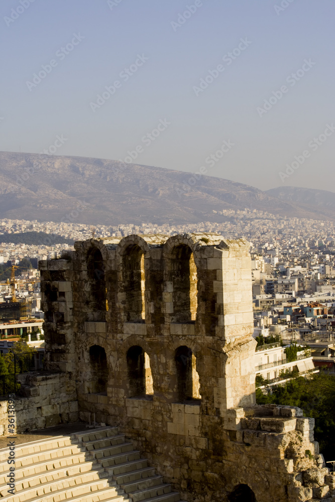 ruins of herodes atticus odeon theatre in athens greece