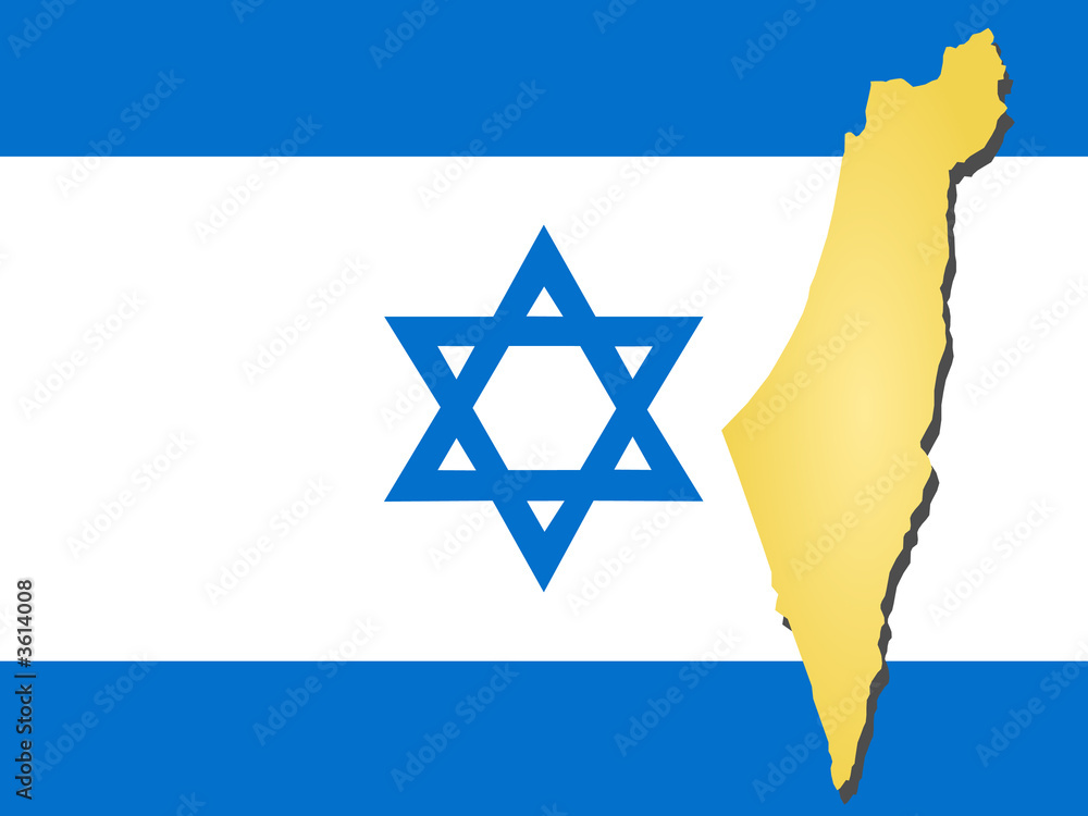 map of Israel and their flag illustration map of Israel and their flag illustration
