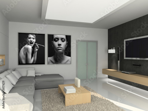 Modern interior. 3D render. Living-room. Exclusive design.