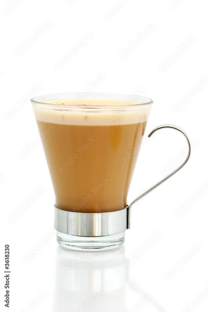 Cafe-style latte coffee, isolated on white. Cafe-style latte coffee, isolated on white.