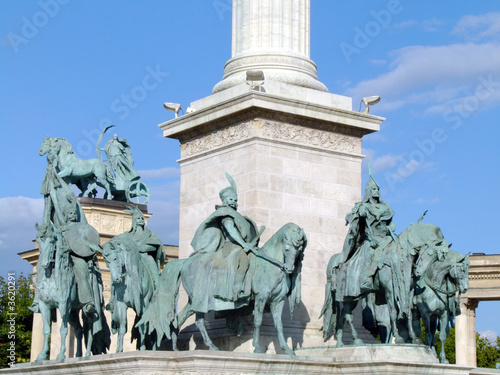 Equestian statues of seven Hungarian tribe chieftains