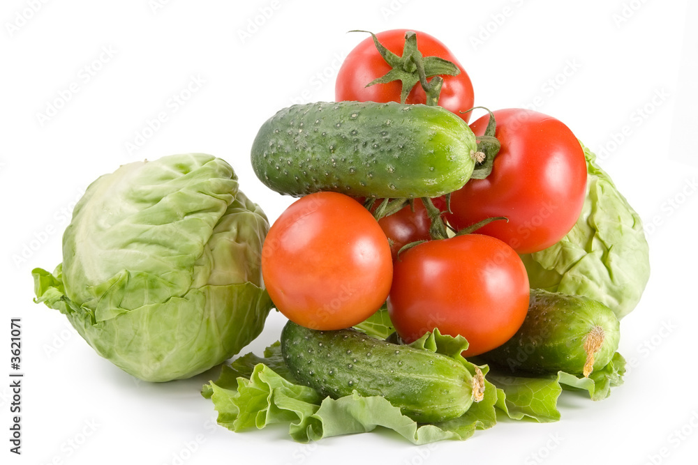 Cabbage, lettuce, cucumbers, tomatoes Cabbage, lettuce, cucumbers, tomatoes
