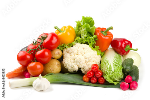 Set of different vegetables isolated on white