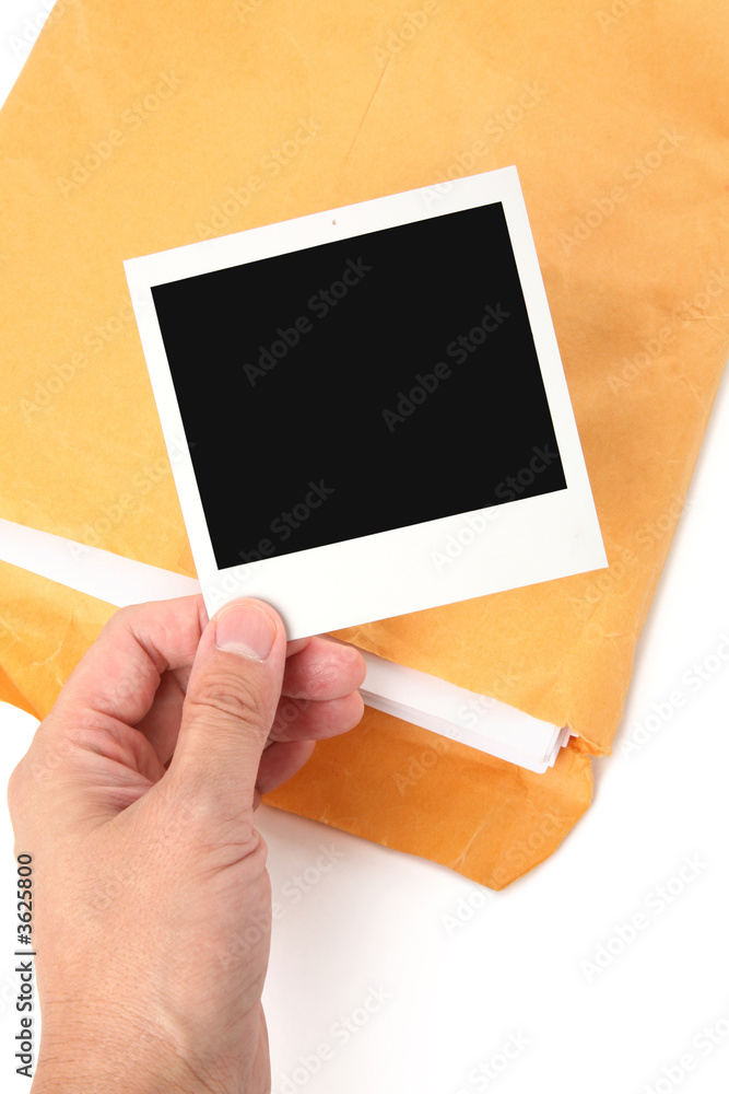 big envelope and photo with white background big envelope and photo with white background