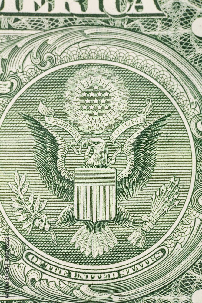 Macro image of one dollar bill, close up Macro image of one dollar bill, close up