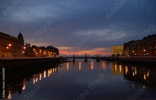 Kursaal bridge in San Sebastian at twilight. Spain